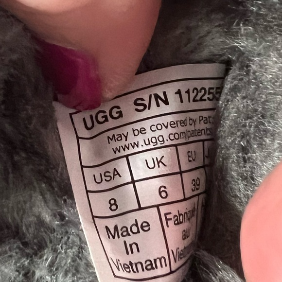 UGG Women Disquette Slipper Grey Fur Slide Size 8 - Picture 3 of 8